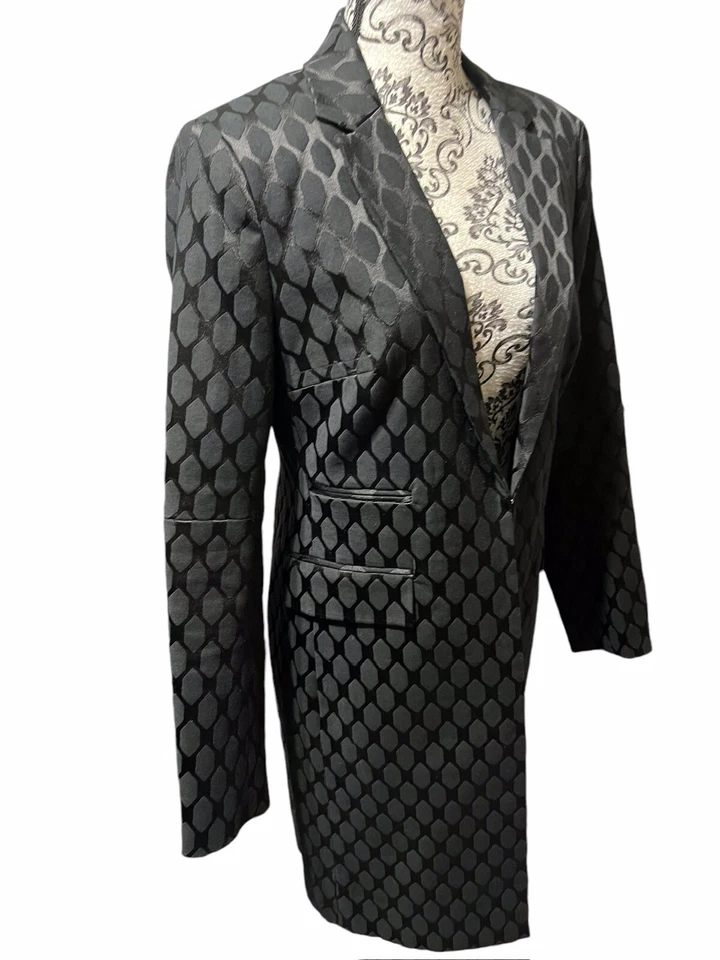 Женский длинный блейзер с черным принтом Diane Von Furstenberg размер 6 - Изображение 3 из 4