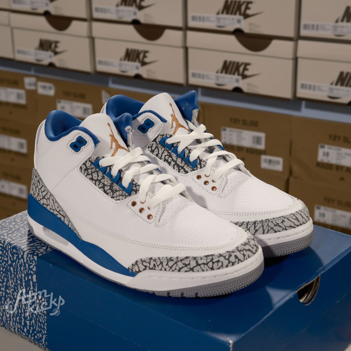 Nike Air Jordan 3 Retro Wizard Washington Shoes CT8532-148 Size 10 White B Grade Nike Air Jordan Retro 3 WIZARDS Washington 2023 Blue Orange  main image 3