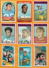 1970 - 1972 Topps & Kellogg's San Diego Chargers 9 card lot Alworth Hadl Sweeney