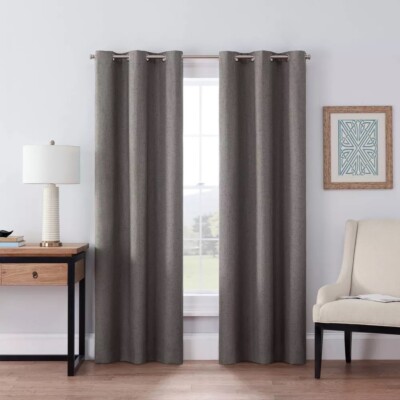 Eclipse Windsor Blackout Smoke Gray Single Grommet Curtain Panel 42'' x 63''