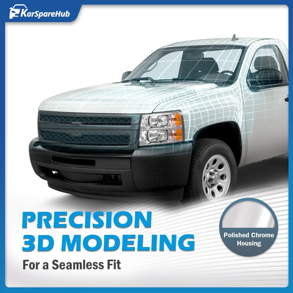 Pair Headlights Assembly For 2007-2013 Chevy Silverado 1500 2500HD with Bulbs - Image 2 of 4