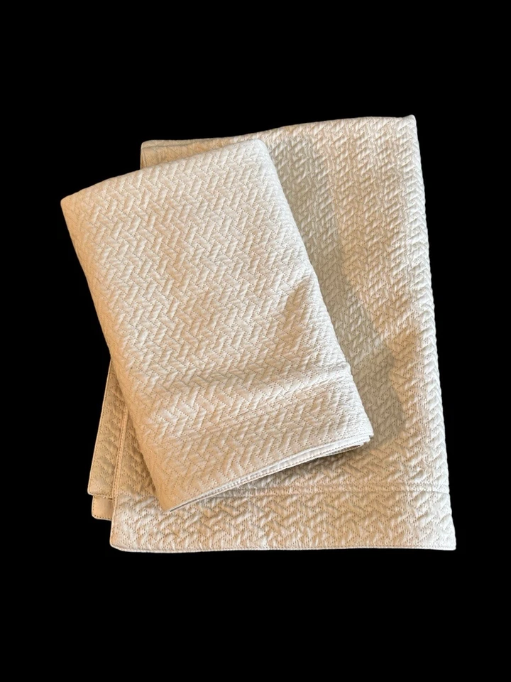 Роскошный набор подушек Sham Fieldcrest 2 стеганые кремовые бежевые 100% хлопок KING - Изображение 2 из 4