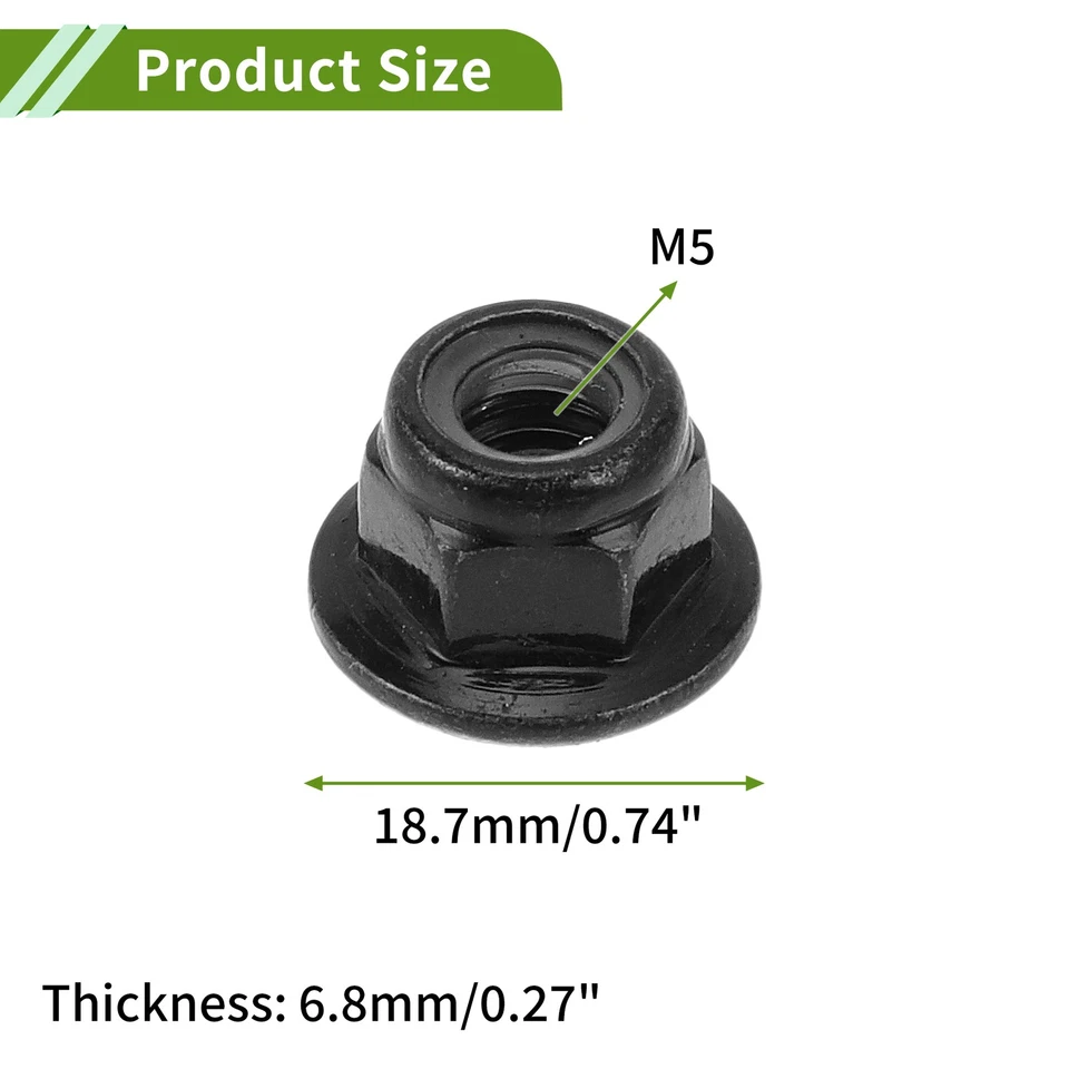 M5 Bundmutter 5 Stück schwarz für Auto Motorrad Kohlenstoffstahl Nylon Gummiring - Bild 4 von 4
