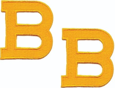 Gold Yellow Letter B Iron On Patches 2'' Embroidered Varsity Set of 2