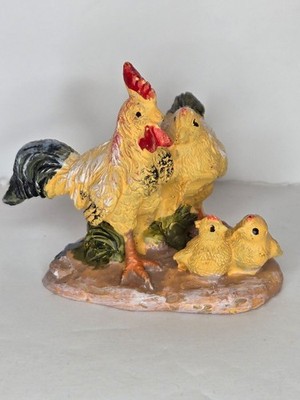 Rooster Hens Chicken Baby Chicks Composite Statue Collectible Bird Figure Toy