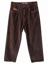 Empyre Relax Wide Wale Corduroy Jeans Skater Baggy Wide Leg Y2K Dark Brown 30
