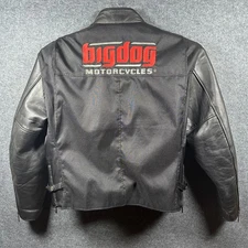 Milwaukee Big Dog Motorcycles Black Leather Riding Jacket Mens Large
