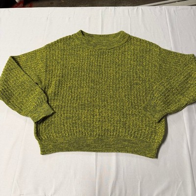 Universal Thread Womens Large Green Yellow Marled Chunky Knit Pullover Sweater