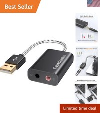 2 Pack USB Audio Adapter External Sound Card with 3.5mm Headphone and Microph...