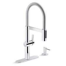 Koi Pre-Rinse Spring Polished Chrome Single Handle Deck-Mount Pull-Down Kitch...