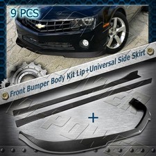 Carbon Look For 2010-2013 Chevrolet Camaro V6 Front Bumper Lip Side Skirt 9pcs