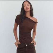 Zara brown off the shoulder bodysuit