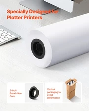 US Wide USmat Paper, 24 in x 300 ft Plotter Roll, 2 Rolls CAD Bond Rolls with