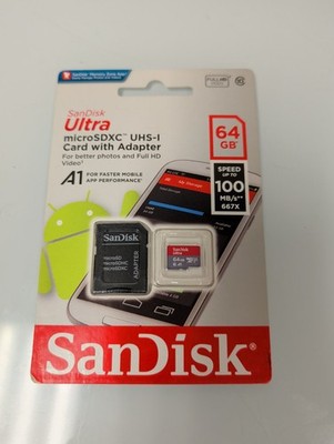 SanDisk Ultra 64GB microSDXC UHS-I U1 A1 Class 10 Memory Card with SD Adapter