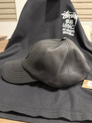 Stussy LOW PROFILE LEATHER STRAPBACK CAP BLACK Brand New W/ Tags