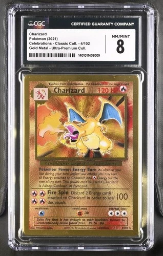 Gold Metal Charizard: 2021 Pokémon Celebrations Classic 4/102 - CGC 8