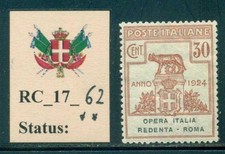 RC_17_62. KINGDOM. 30 cent 1924  PARASTATALI  stamp. Sas PAR 48. MNH