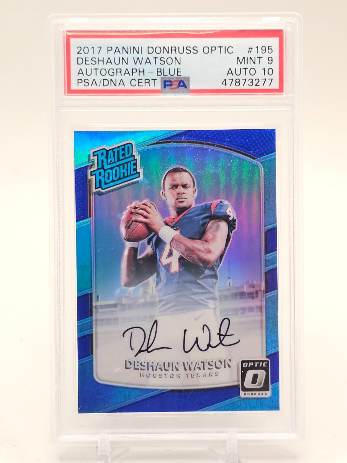 Deshaun Watson Panini Donruss Optic #195 Autograph Blue