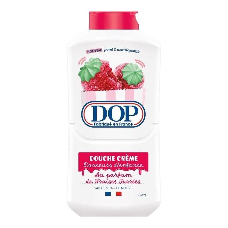 Gel douche crème DOP à la fraise lot de 4 pour un moment de détente fruitée après le sport