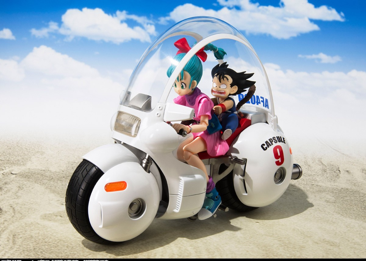 Bandai S.H. Figuarts 2018 Bulma Action Figure Bundle, Goku Capsule & Moto