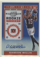 2019 Contenders Optic Rookie Ticket Blue Prizm 8/75 Damion Willis #153 Auto s3g