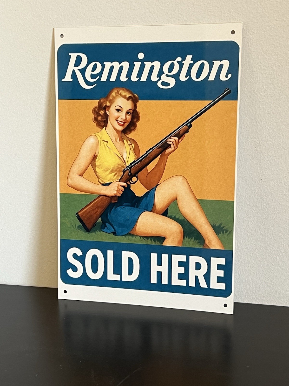 Hi gloss!!! Remington Rifles With Pinup Girl Vintage Style Metal Sign ...