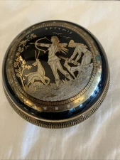 Vintage  Artemis  Trinket Jewelry Dish 24ct Gold Trim Handmade in Greece
