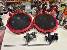 2 Red Alesis 8  Tom Mesh Drum Pads 1 Zone Nitro Max SE With Clamps 1 1/8" New