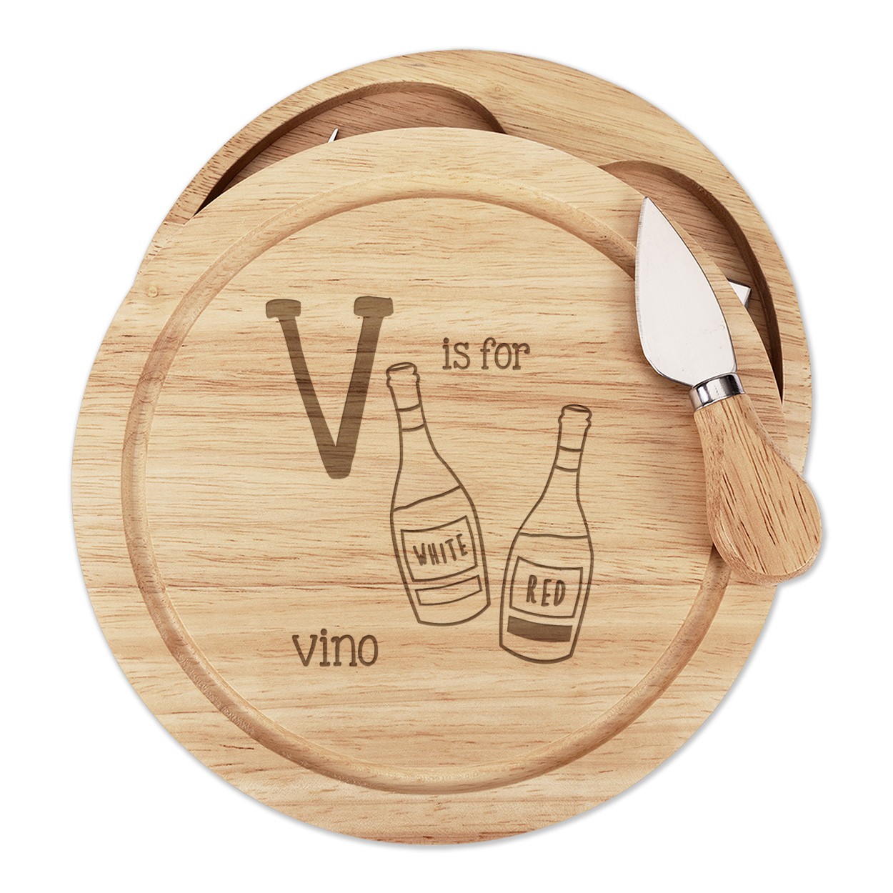 Letter V Is For Vino Cheese Board Knife Set Funny Alphabet