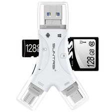SD Card Reader for iPhone/ipad/Android/Mac/Computer/Camera,4 in1 Micro White