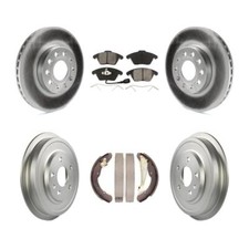 [Front+Rear] Coated Brake Rotors Semi-Metallic Pad Drum Kit Fits Volkswagen Jett