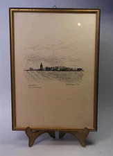 Drawing Denmark Nordborg Fra Ulbjergvej Uferansicht Kirsten-Broßen 1978