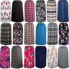 Tartan Pleated Skirts Older Women Ladies Plain - Floral - Check Skirts Box Pleat