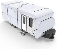 XGEAR 210D Upgraded Travel Trailer Cover RV Cover with 4 Tire Covers