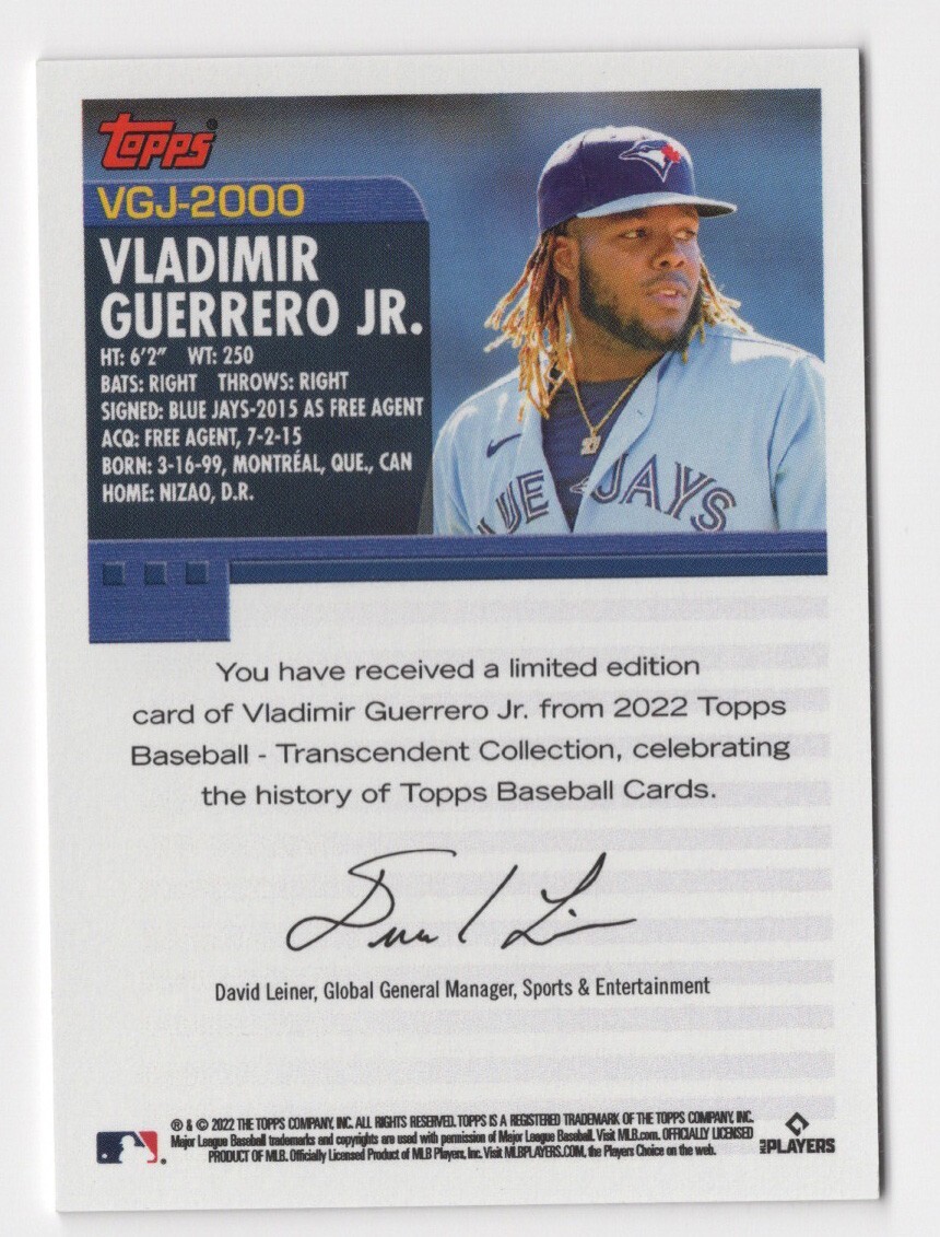 Vladimir Guerrero Jr. 2022 Topps Transcendent Through The Years