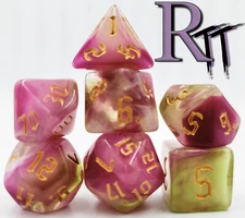 7pcs/Set Pink Green Polyhedral Dice DND RPG MTG D20 Role Playing Game Tabletop