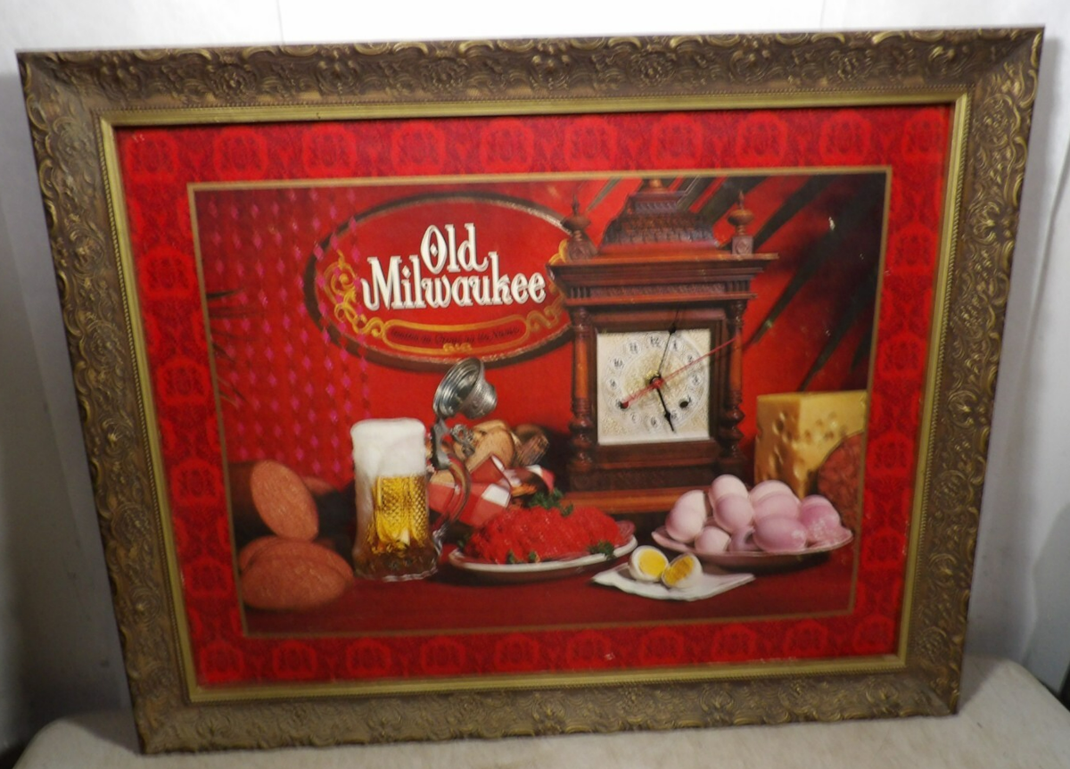新春値下‼︎ Milwaukee’s Finest Beer アンティーク時計 Vintage 1950s60s Old Milwaukee Beer Cardboard Clock Sign Rare HTF