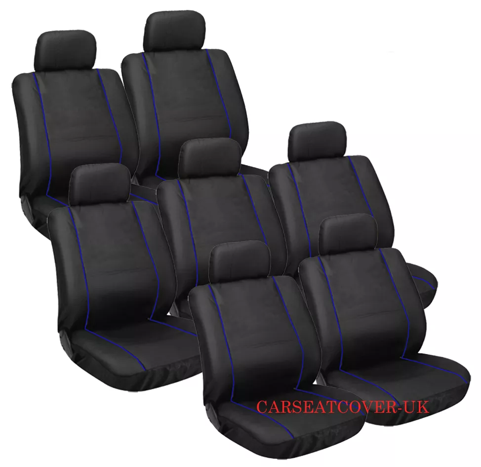 FORD GALAXY CAR SEAT COVERS 7 SEATER BLACK BLUE TOP QUALITY UK