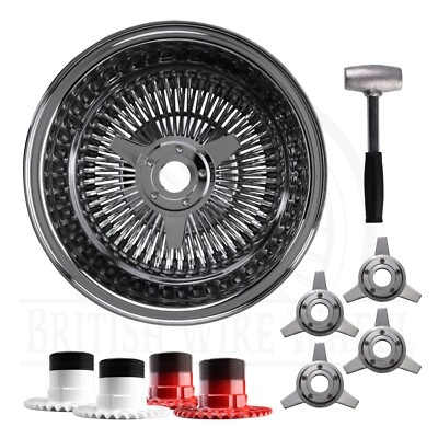 14x7 Rev 100 Spoke SL Wire Wheels + Zenith 3 Bar KO + Locking Adapters, Set of 4