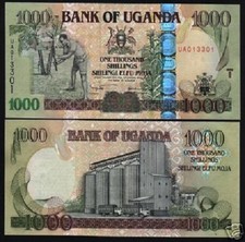 UGANDA 1000 1,000 SHILLINGS P-43 2005  BUNDLE LOT 50 Pcs HORSE TRUCK UNC NOTE