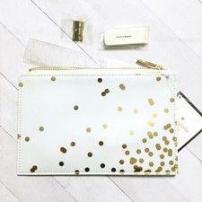 Kate Spade Confetti Dot Pencil Pouch Tech Case Cream Gold Travel Designer