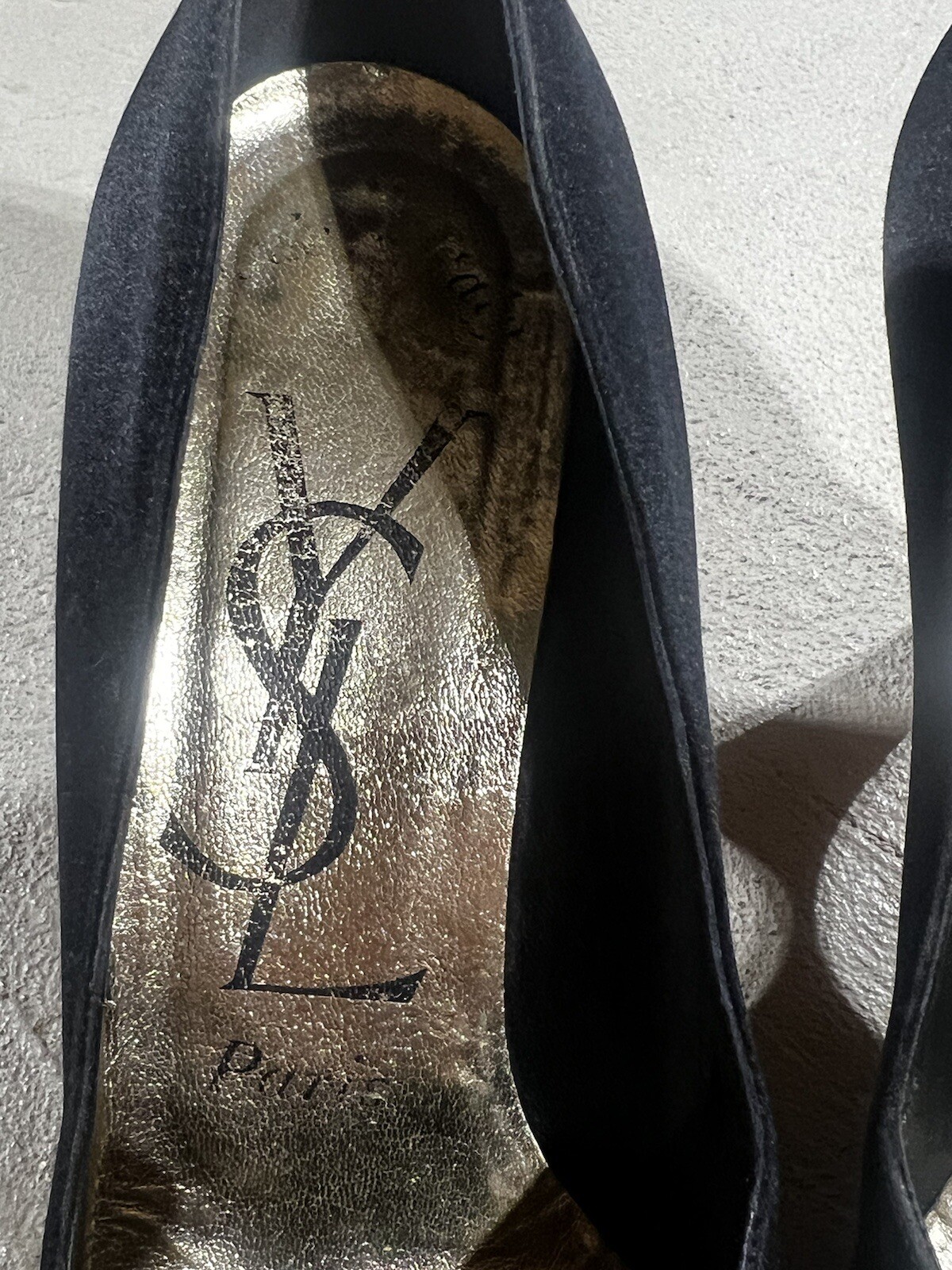 SAINT LAURENT Scarpe VINTAGE YSL 6 Nere Satinato Vero Cuoio Made In Italy Vintage