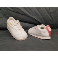 Puma Toddlers Roma Brain Freeze Sneakers Slip On White Coral Size 5 NEW