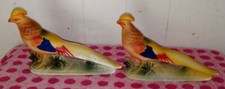 vtge Pair Vintage Birds Pheasants Hand Painted Japanese Nikoniko Import Japan