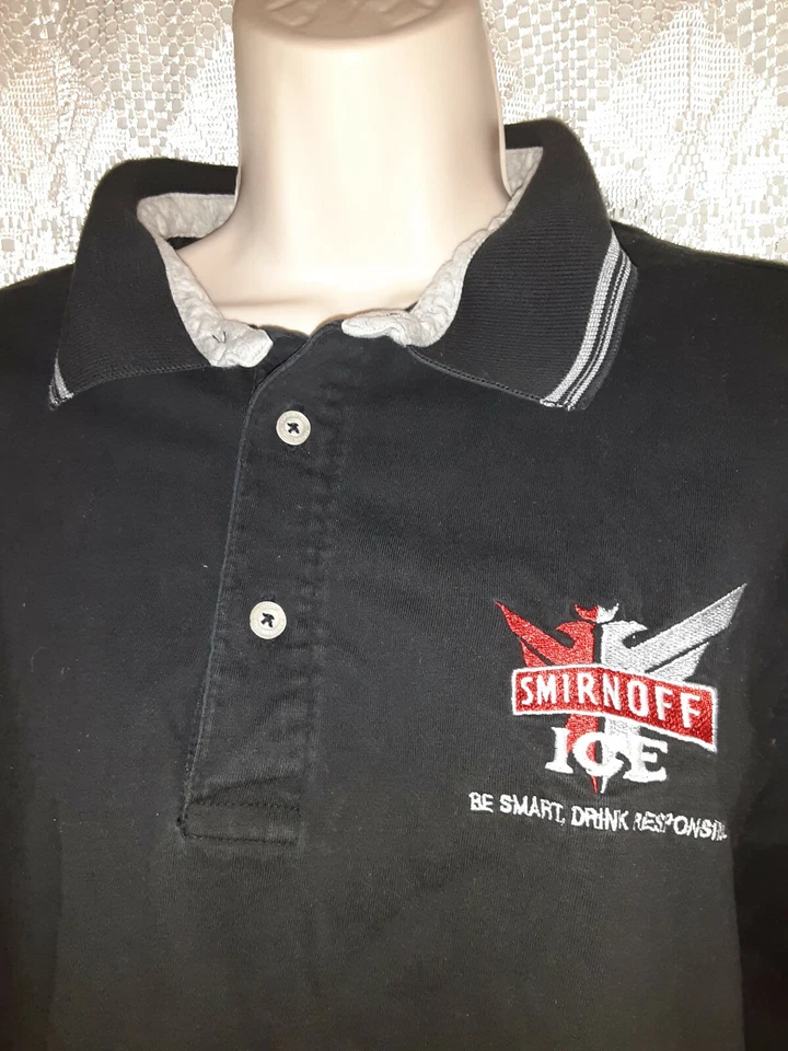 HARRINGTON SMIRNOFF ICE POLO BLACK SHIRT #97 KEN BUSCH SZ. XL Foto 2 de 4