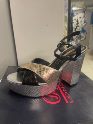 Buffalo London ZS 6527-16 Leather Snake Black 949 high heels Gr:40 Neu Sandale