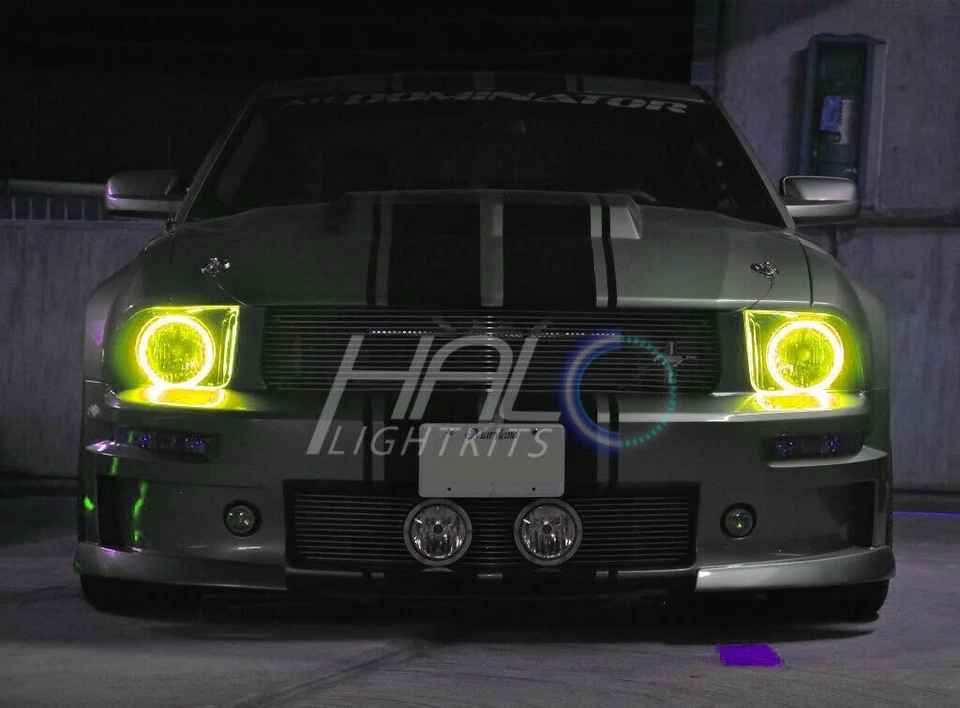 2005-2009 Oracle Ford MUSTANG Colorshift LED Licht Scheinwerfer Halo Set W / - Bild 4 von 4