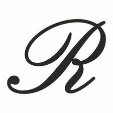 adesivo PRESPAZIATO LETTERA  R CORSIVO NERO   sticker aufkleber pegatina