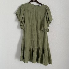 Zara Women's Size XS Green Ruffled Mini Dress