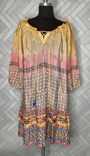 ANTHROPOLOGIE TANVI KEDIA Blushed Spectrum Dress Boho Beaded Sequin Tassel Sz. S